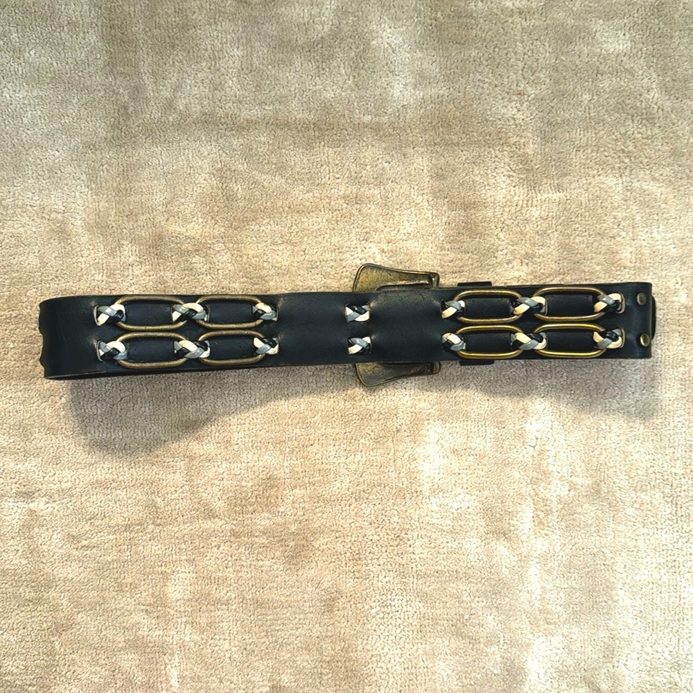 Vintage Rare 70s Leather, Brass, Belt